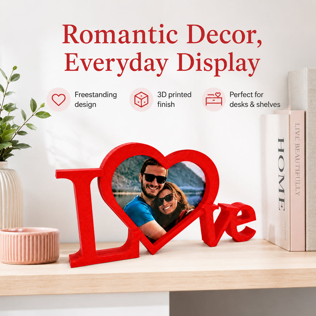 Décor de table de cadre photo de coeur d'amour