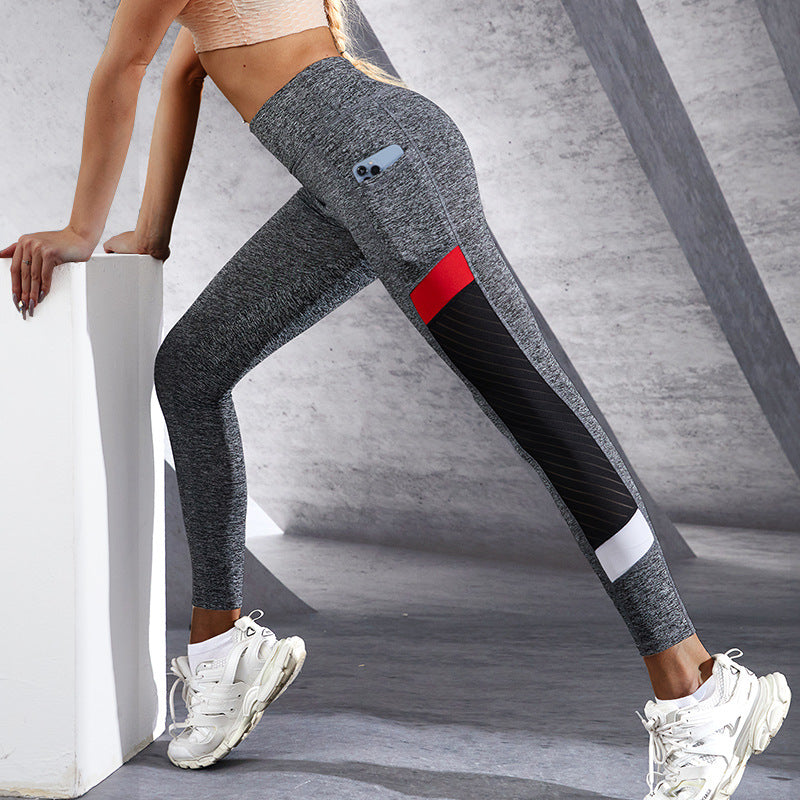 Mesh Pocket Sport Fitness Hip Améliorer Tight Foundation Pantalons de yoga
