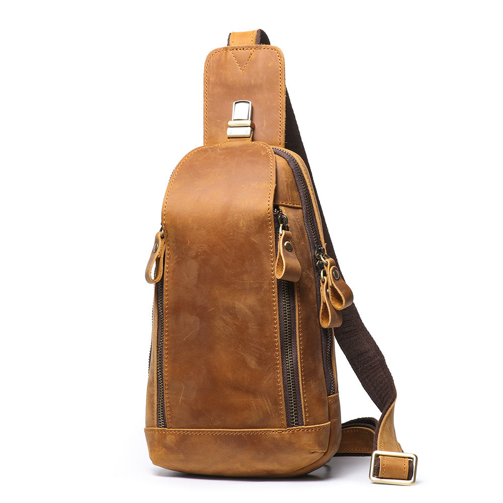 Crazy Horse en cuir pour hommes Sports Crossbody Bag