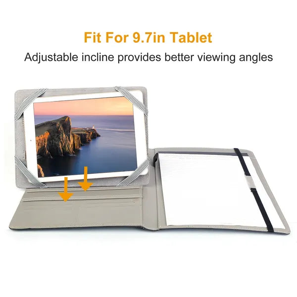 Cas d'organisateur pour 9.7in Tablet PC Portfolio de tablette d'affaires avec A5 Notepad Paper Pad Car
