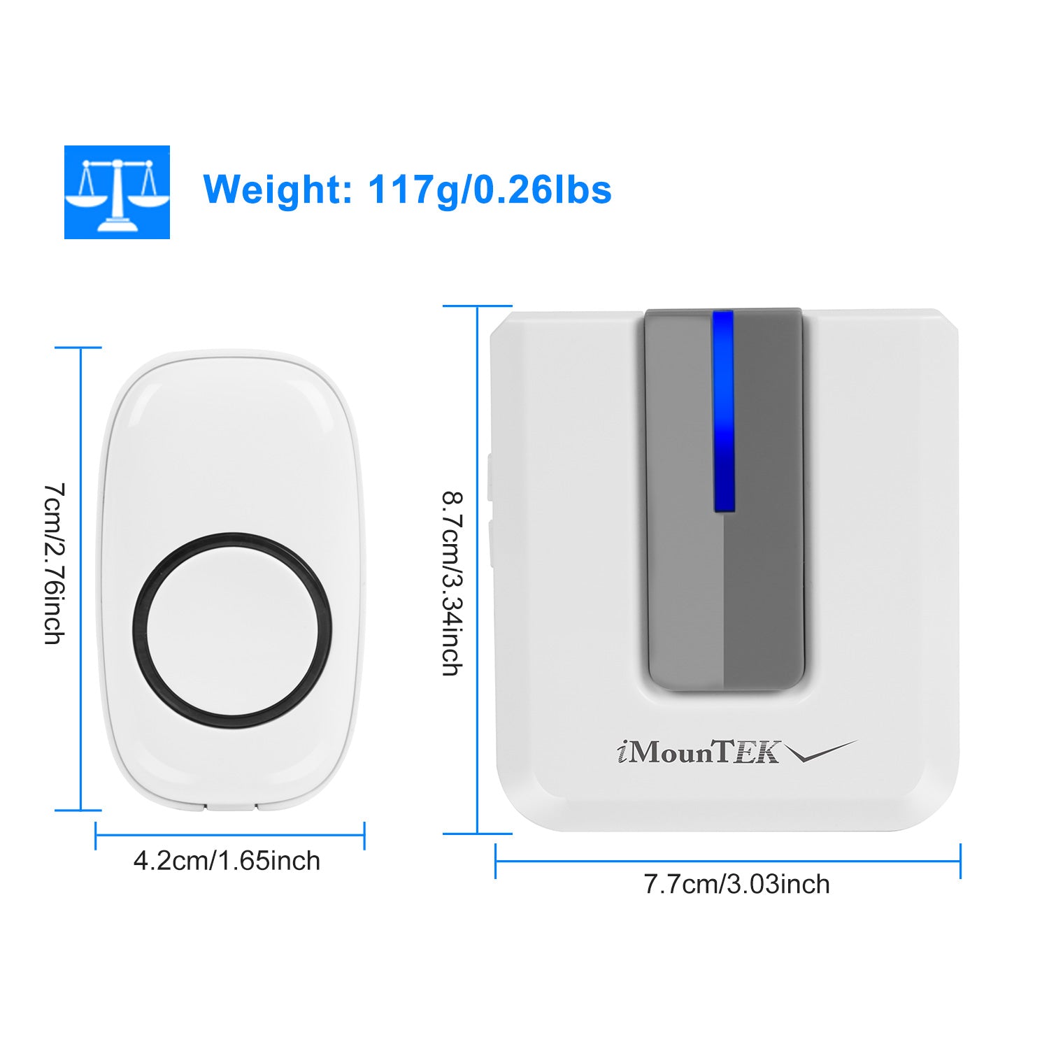 Sonnettes de porte sans fil Bagues 1 Mille FT Gamme de fonctionnement IP44 Porte étanche Chime avec 1 P