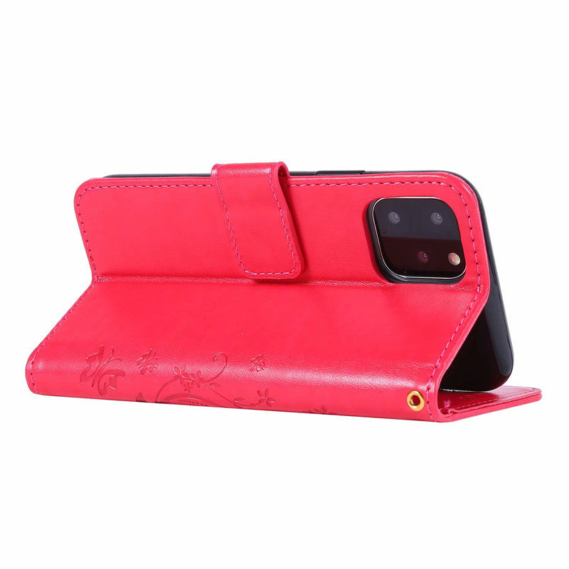 Étui de protection en cuir embossé papillon Étui de téléphone de couverture