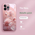 Étui de téléphone peint en verre de couleur rose