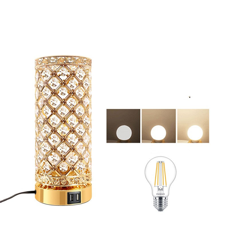 Lampe de bureau créative pour lit dans la chambre en cristal