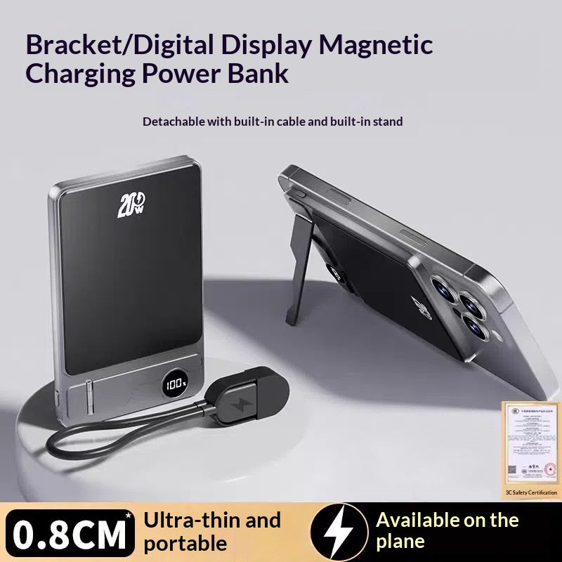 Chargeur magnétique rapide sans fil ultra-mince avec affichage double pop-up 15W et 3C C