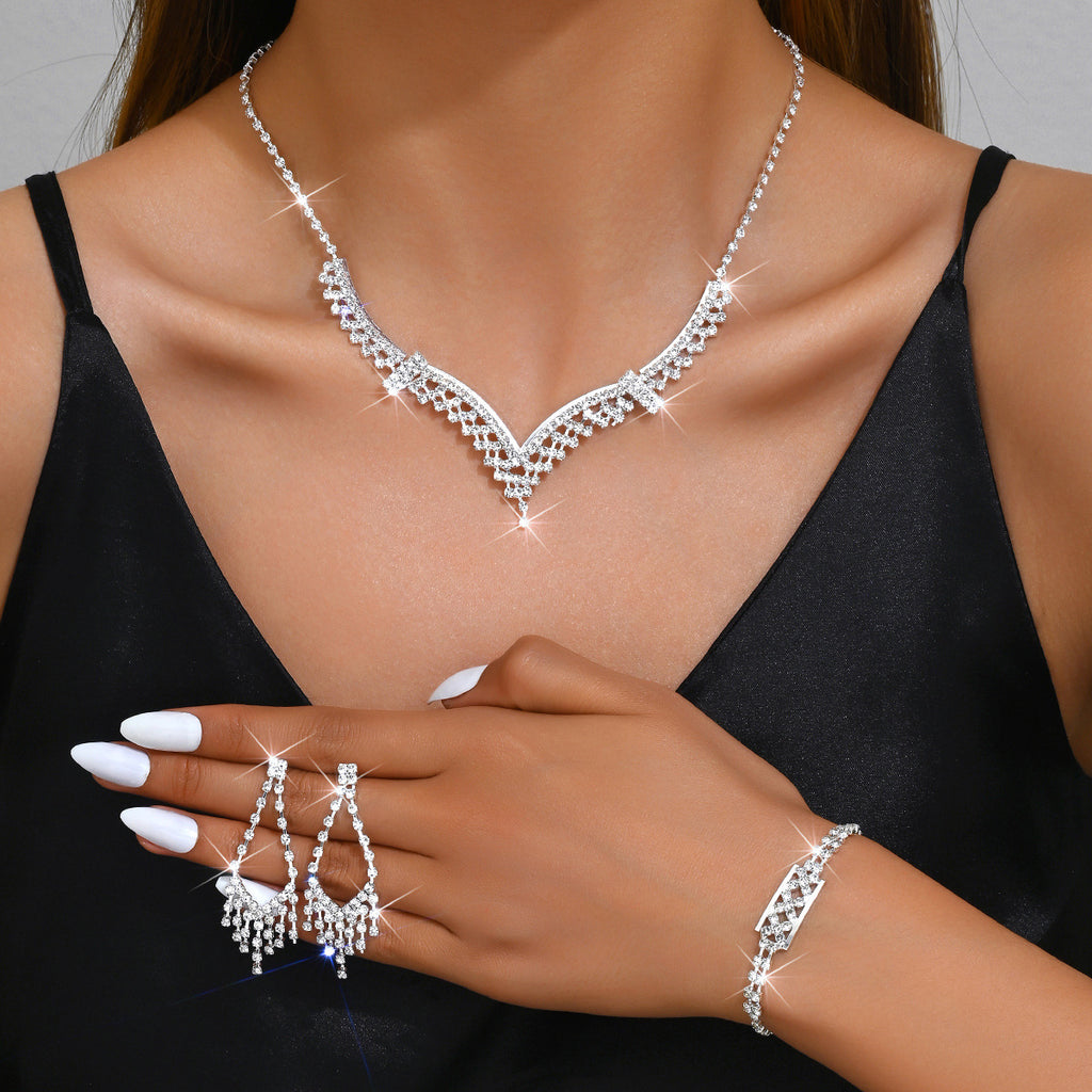 Ensemble de bijoux pour femmes en forme de V CZ 3Pcs