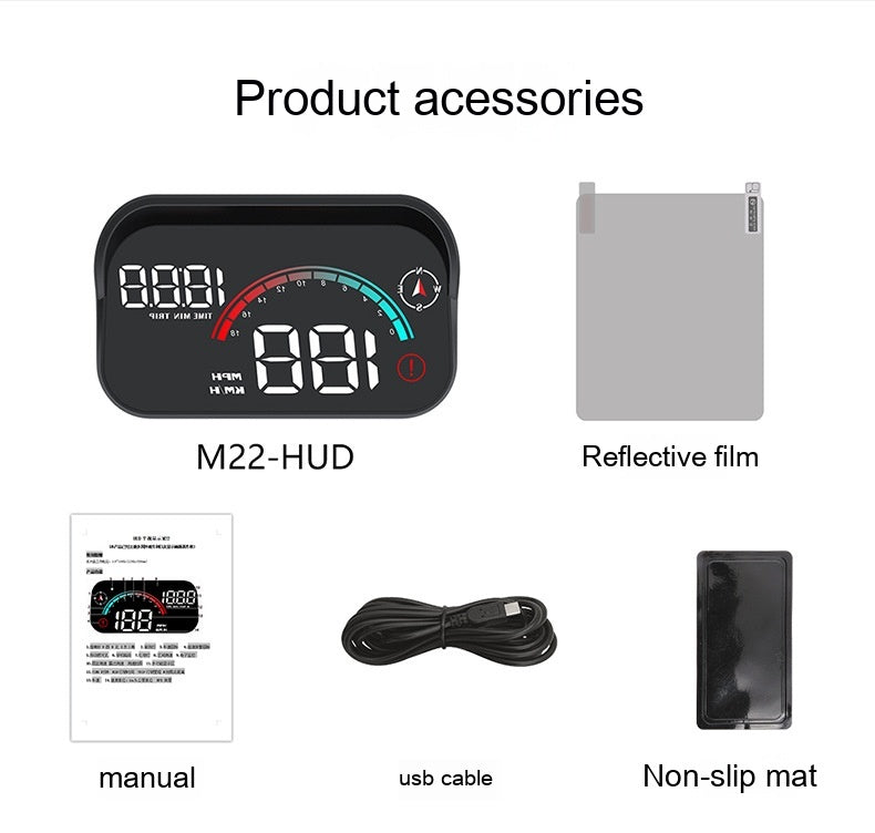 Affichage tête vers le haut Voiture GPS Vitesse universelle Compass HD Projecteur Version E-dog