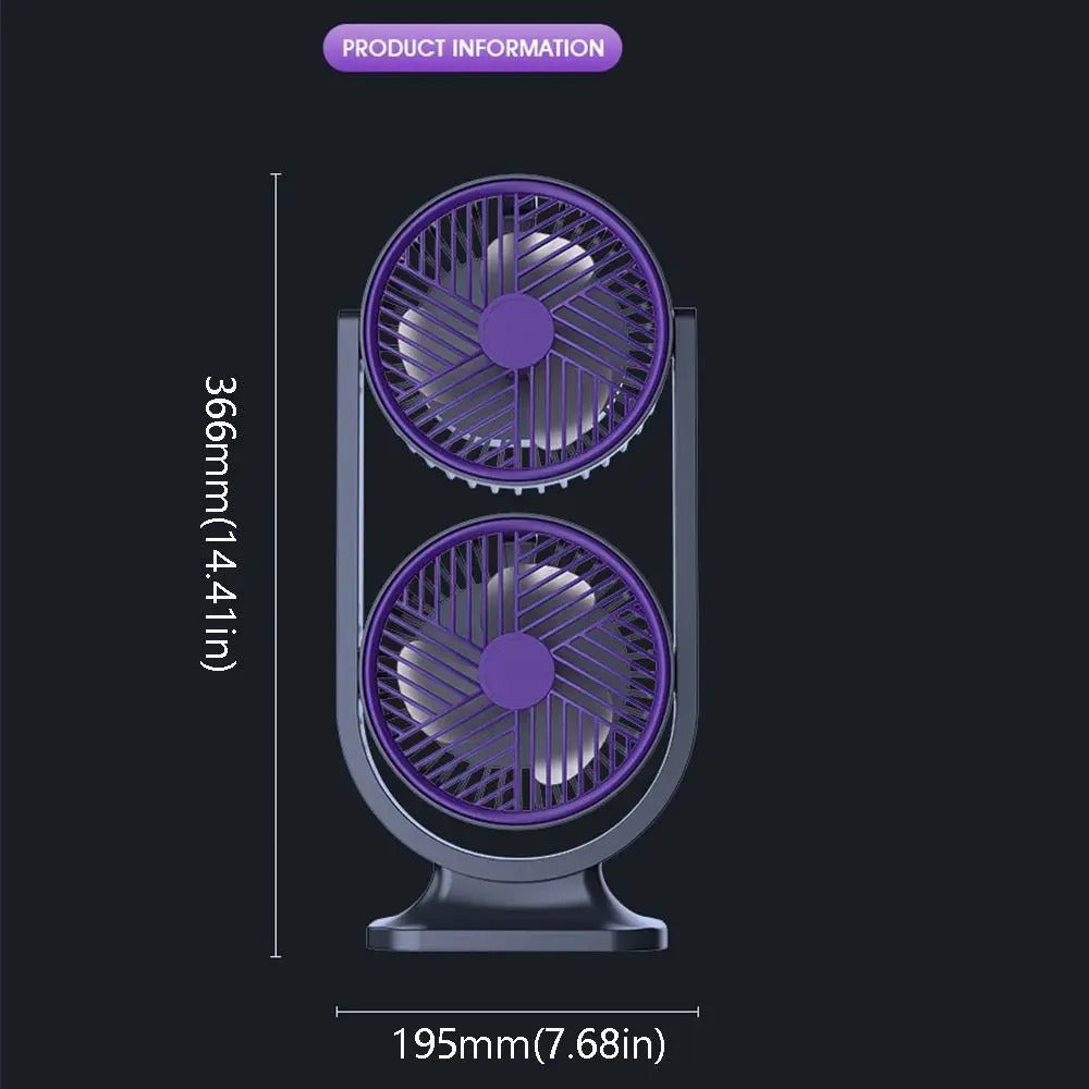 5 engrenage ventilateur de bureau double tête USB rechargeable faible bruit ventilateur de bureau double nuit lumière I
