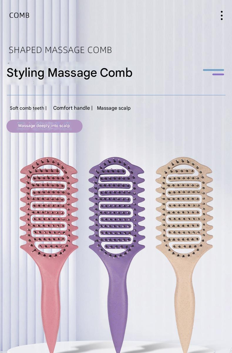 Bounce Curl Définition de peigne de styling sec et humide utiliser Peigne de massage creux Peigne de curling pour cheveux