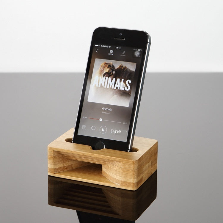 Amplifieur de son de téléphone mobile Support de bureau en bois Lazy