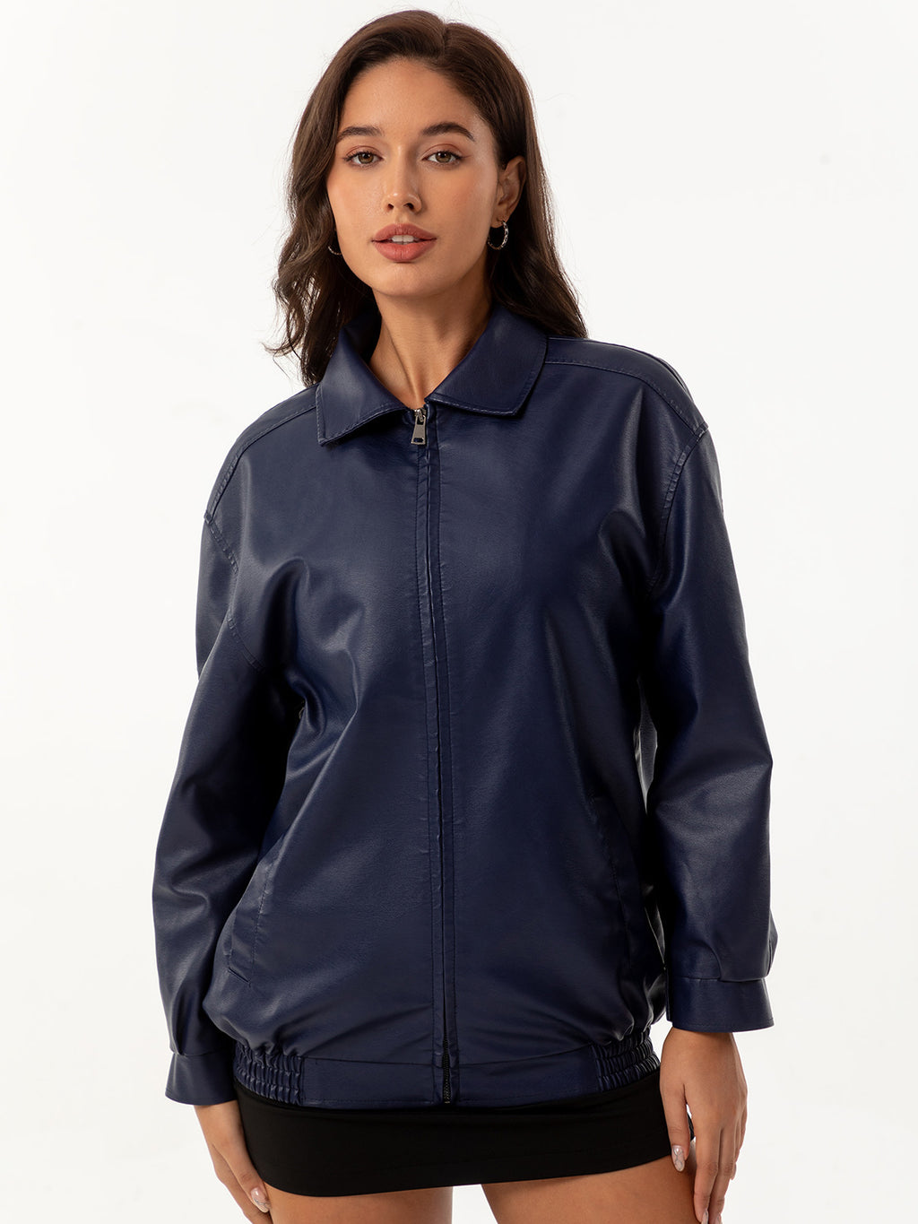 Veste de mode européenne et américaine en cuir souple pour femme