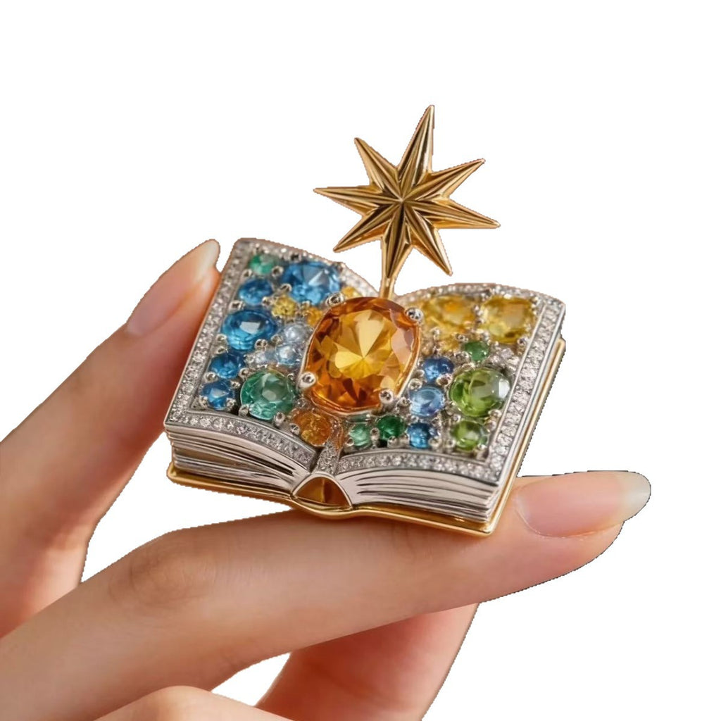 Broche mode entièrement incrustée de diamant en huit points Star Fairy Book