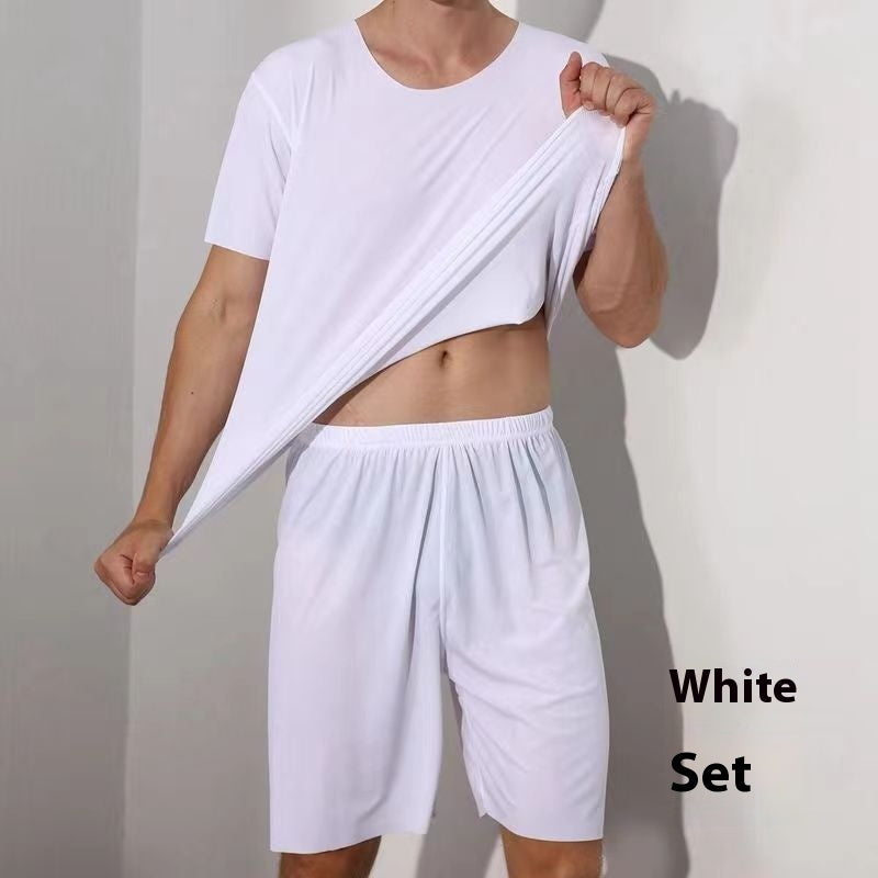 Advanced Ice Silk Round Neck Solid Color Short Sleeve