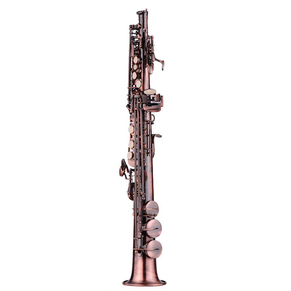 Laiton Professionnel Droit Bb Soprano Saxophone Ni Plaqued Sax Woodwind Instrument Carve P