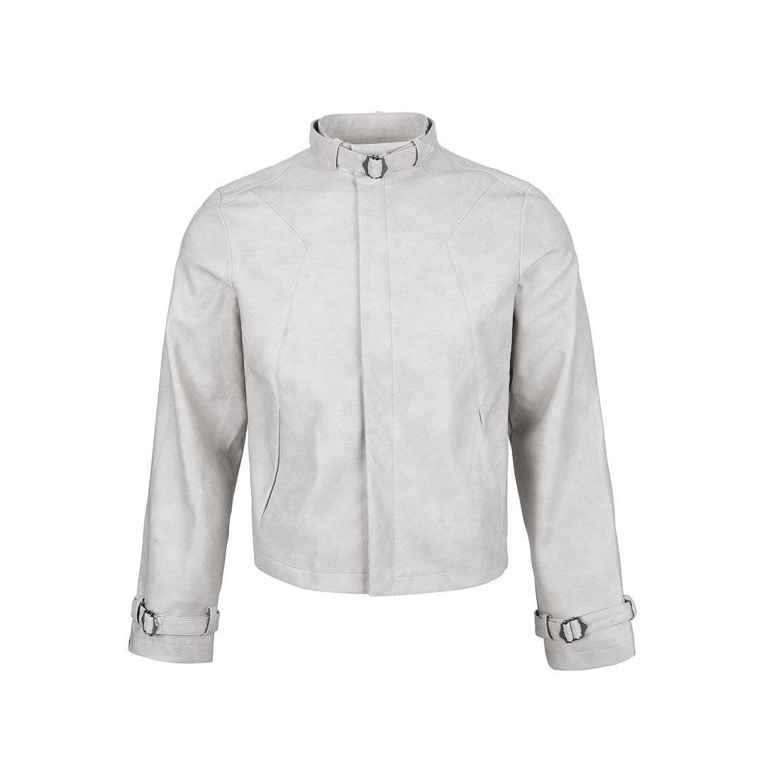 Veste courte en cuir détraqué