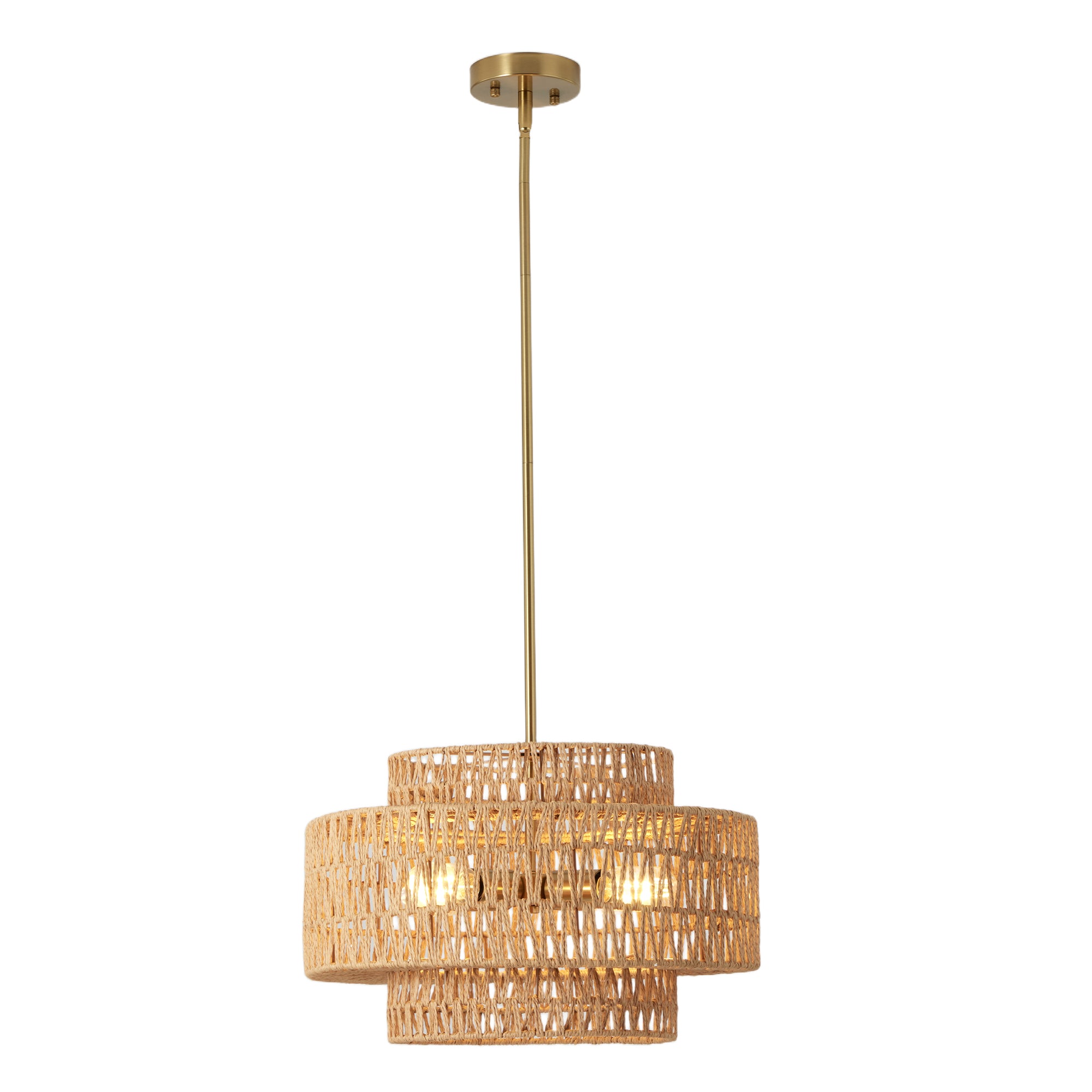 17.7" Boho Rattan Chandelier pour salle à manger luminaire