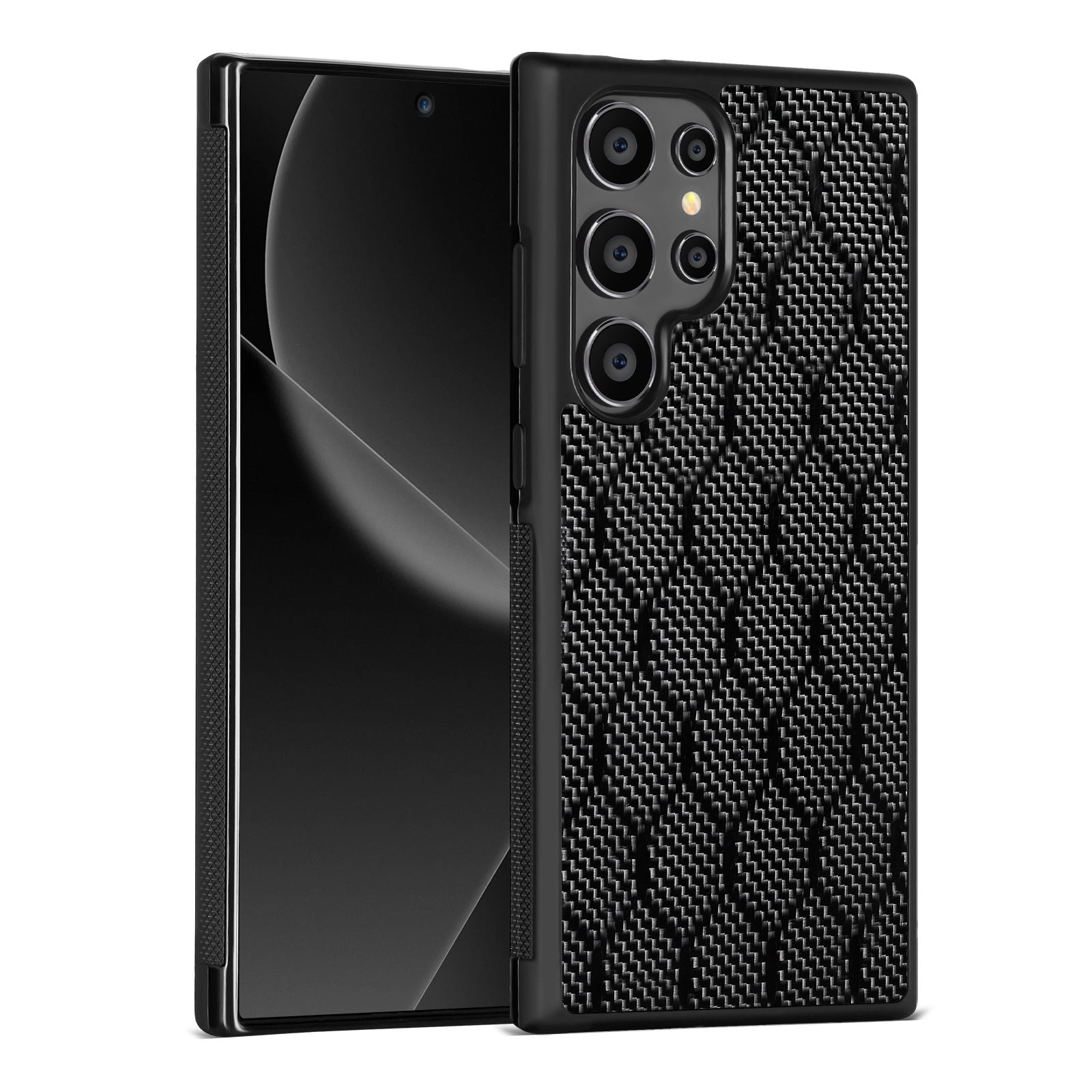 Boîtier de téléphone en fibre de carbone carré en nid d'abeille compatible avec S25 Ultra