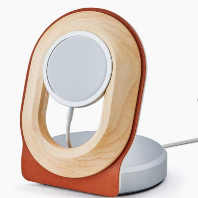 Noyer Magsafe Support de charge magnétique sans fil Téléphone mobile Base en bois massif
