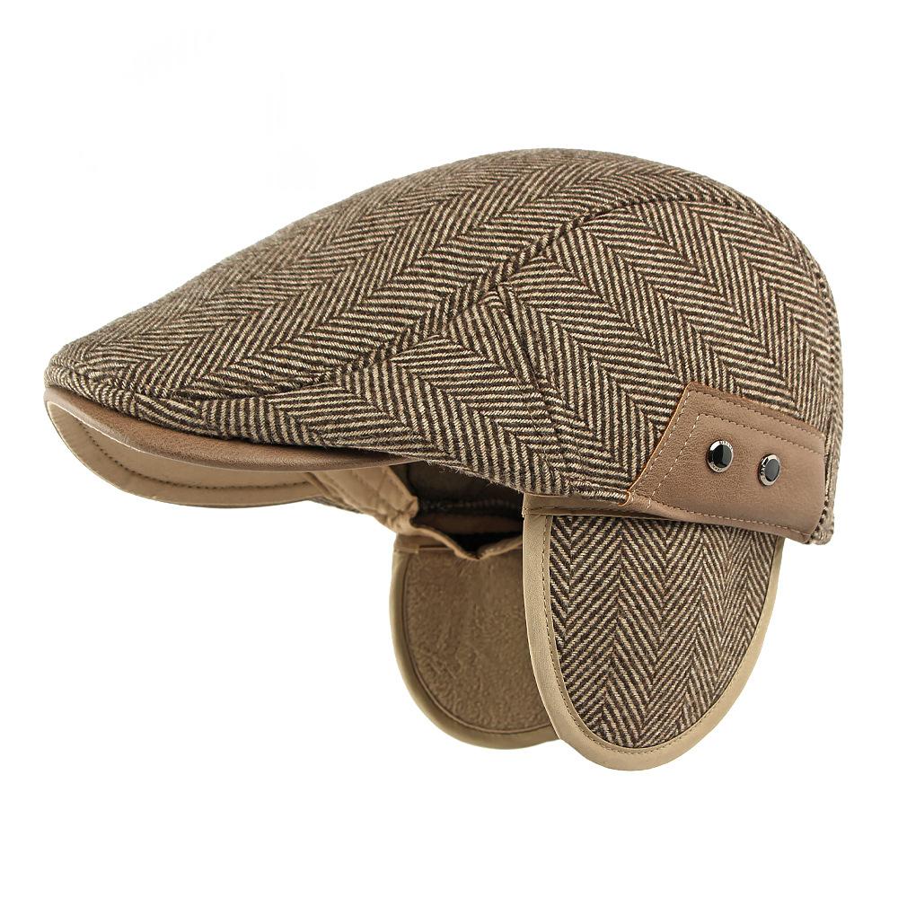 Ligné de velours d'hiver Protection de l'oreille chaude British-Style Vintage Beret