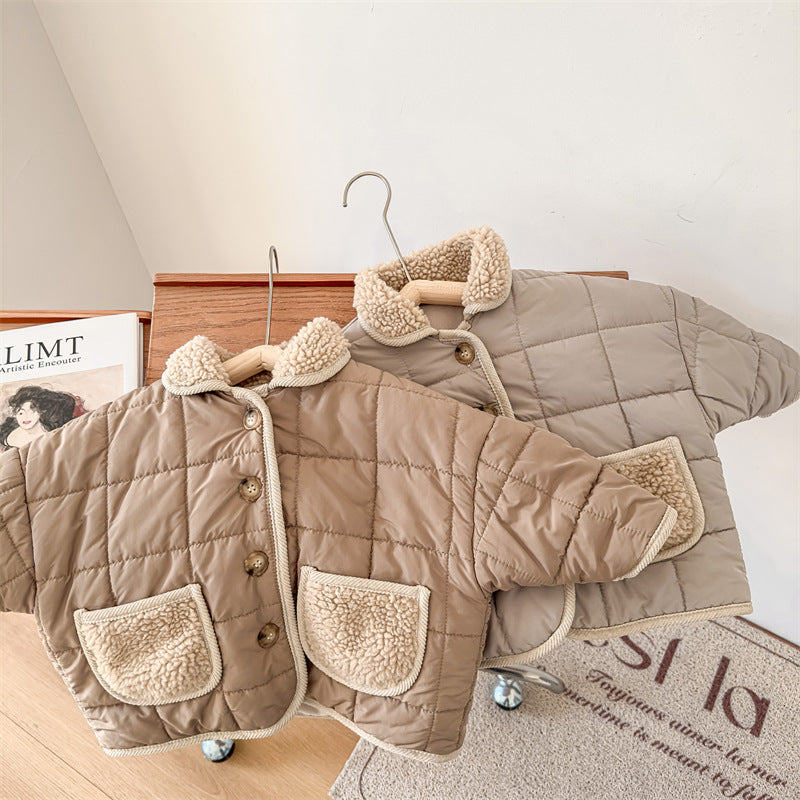 Veste rembourrée en coton à carreaux pour enfants