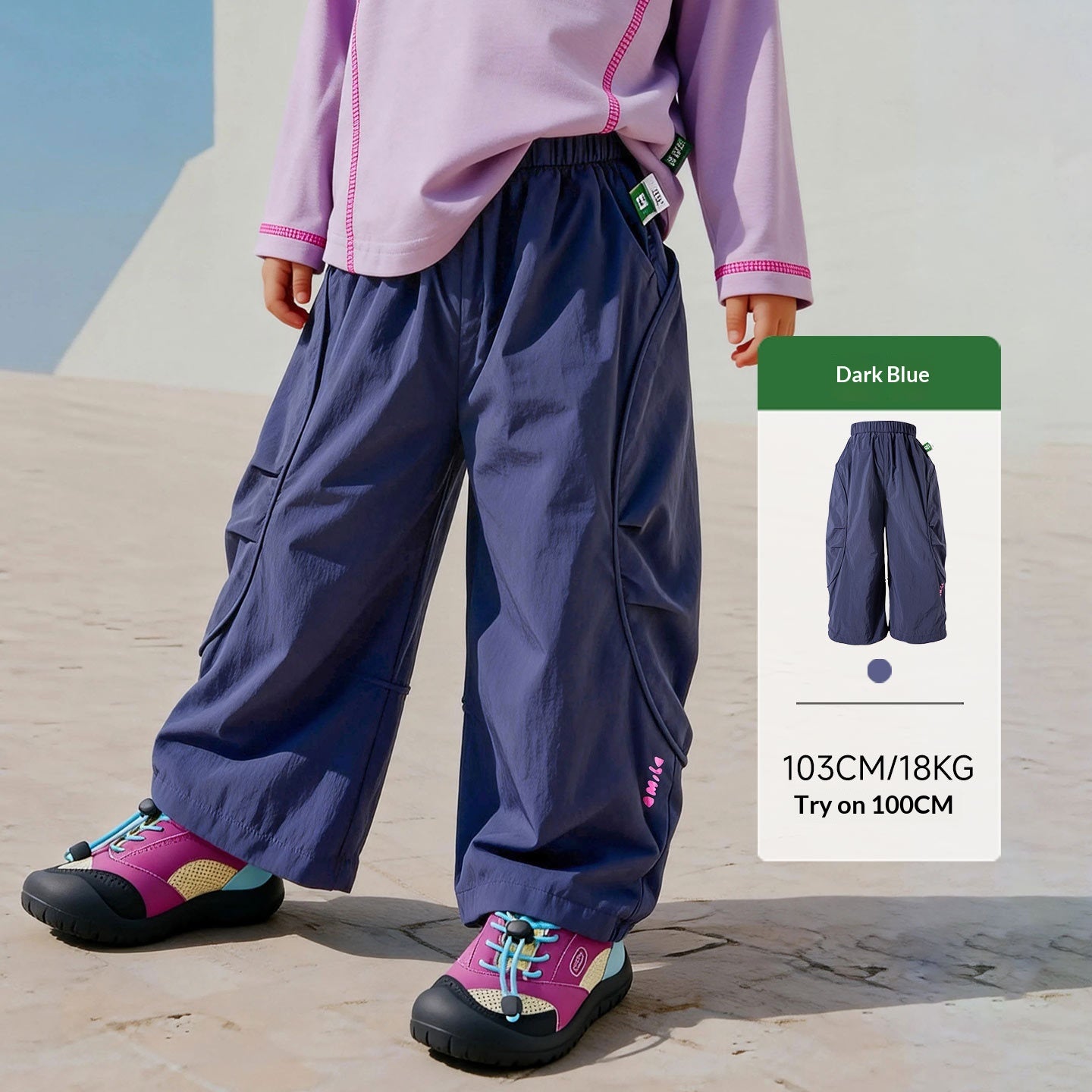 Pantalons à crampons de couleur solide pour enfants
