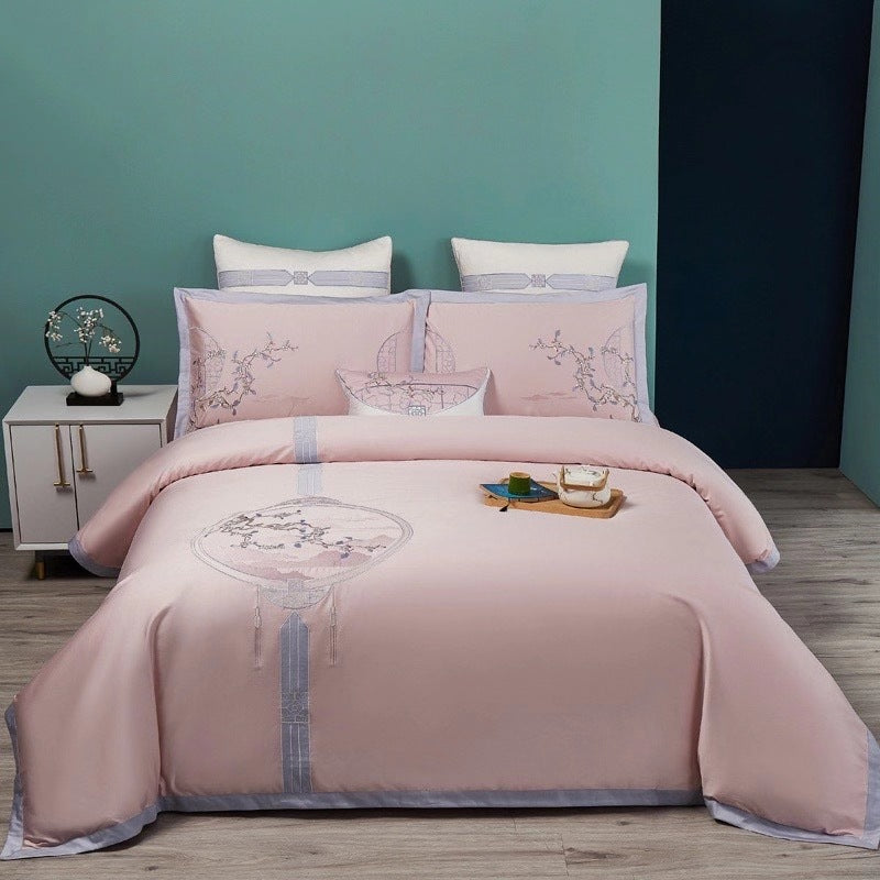 Brodé de style chinois 60-count Cotton à longue distance Literie
