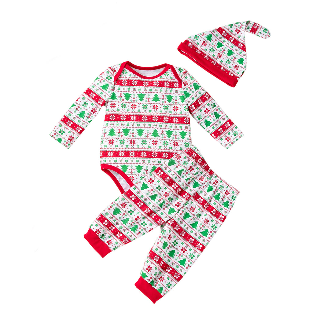 Chapeau de pantalons à manches longues imprimé arbre de Noël
