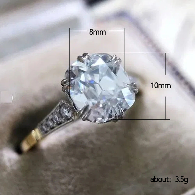 Bijoux main en laiton plaqué deux tons Zircon bague pour femmes