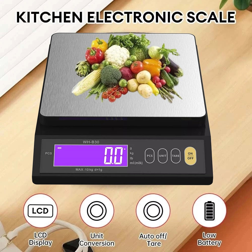 10KG Échelles de cuisine Échelle numérique électronique de cuisson à écran LCD