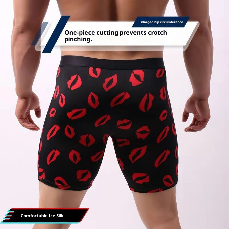Sous-vêtements hommes Courants Version élargie de Boxer en soie glacée