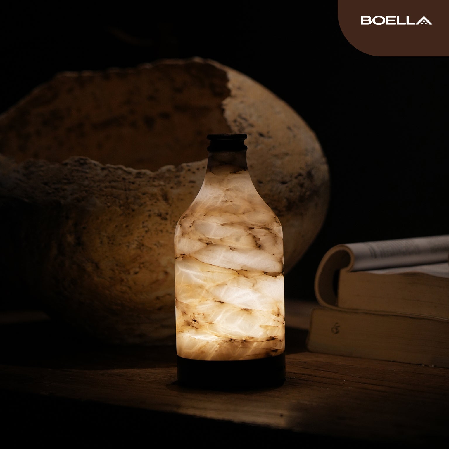 La lampe de marbre naturelle du bateau lumineux