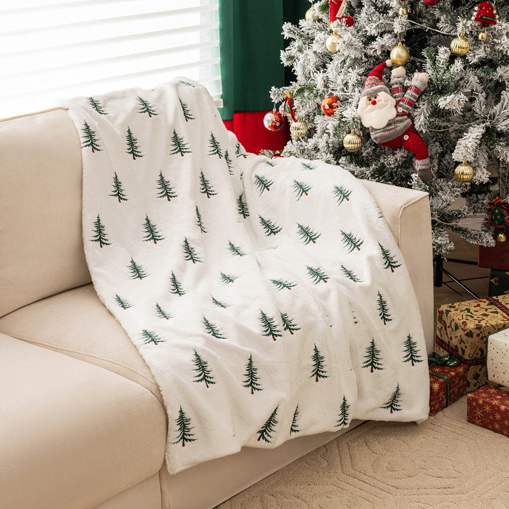 En peluche de Noël Canapé Blanket Broderie Arbre de Noël Jeter Salon Canapé Décoration