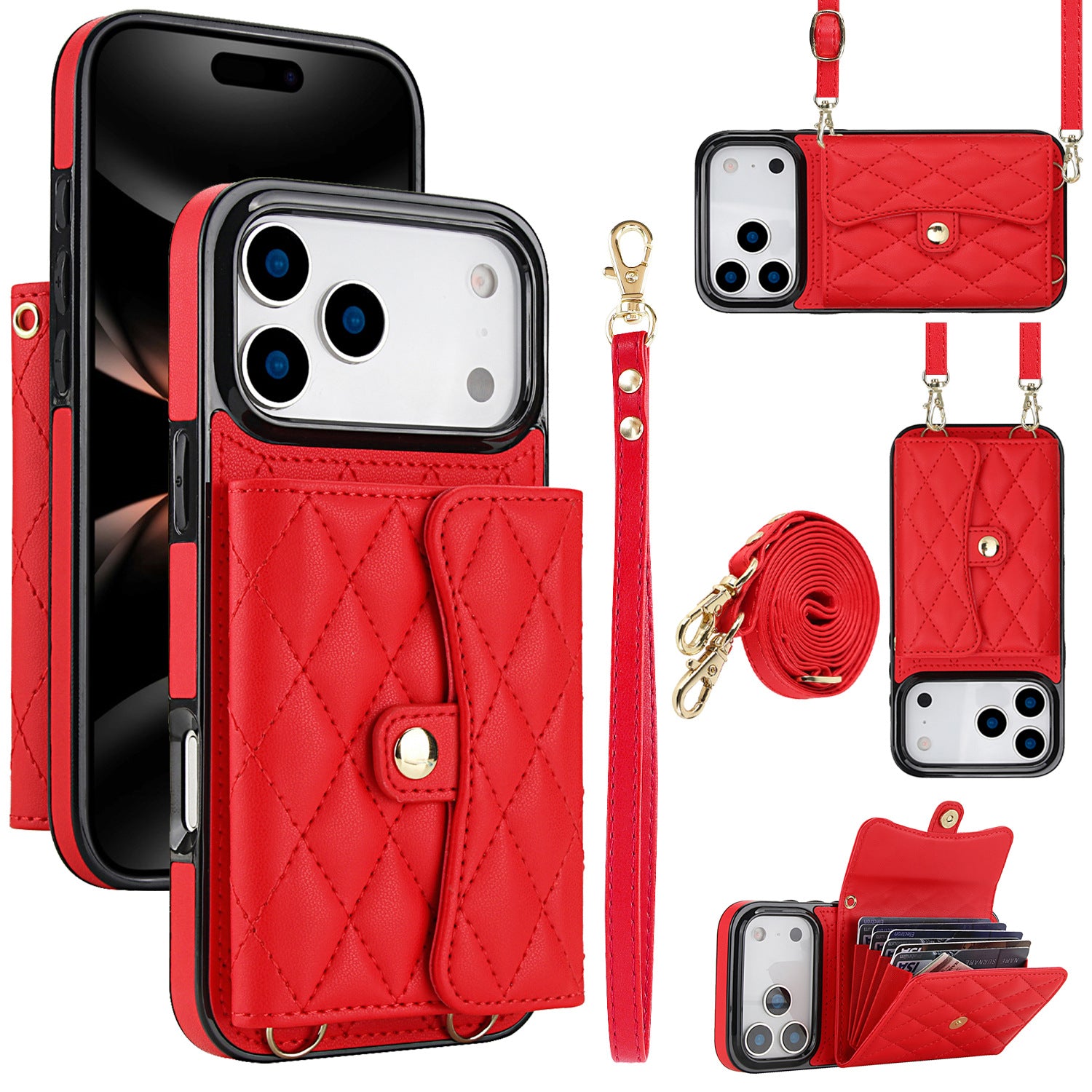 Coque de téléphone Protection en cuir Couvre-corps bandoulière Style Chanel