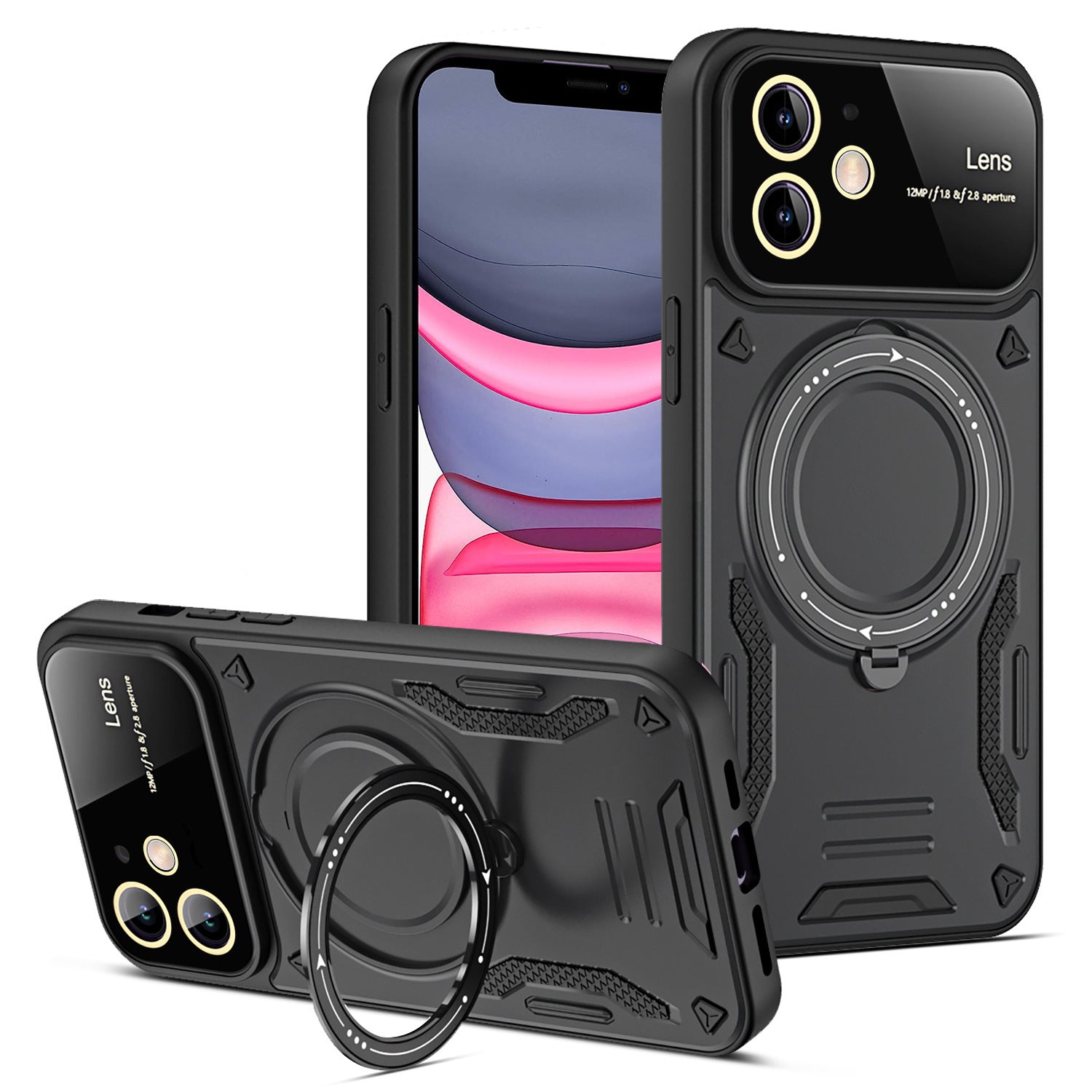 U-bouclier Grande fenêtre Magnetic Bracket Phone Case Advanced Sense Protection Cover