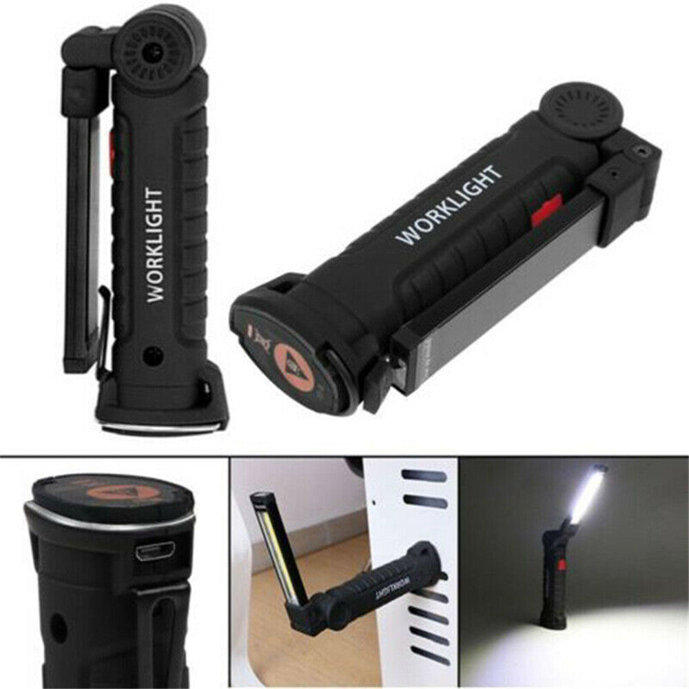 2PCS 5Modes Magnetic Rechargeable COB LED RED Lampe de lumière de travail Folding Torch USA