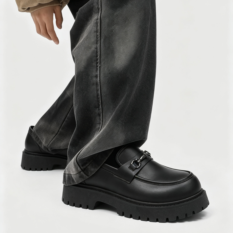 Chaussures d'orteil rondes masculines élevées