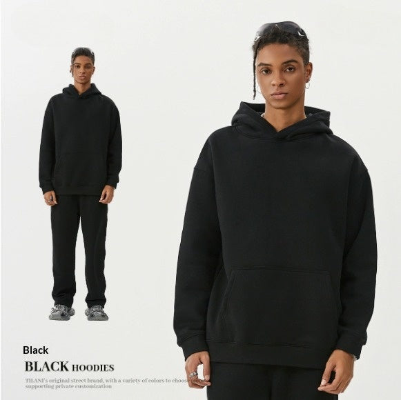 Style américain Trendy Brand Fleece-lined Extra-thick Hoodie and Sweatpants Tracksuit Set