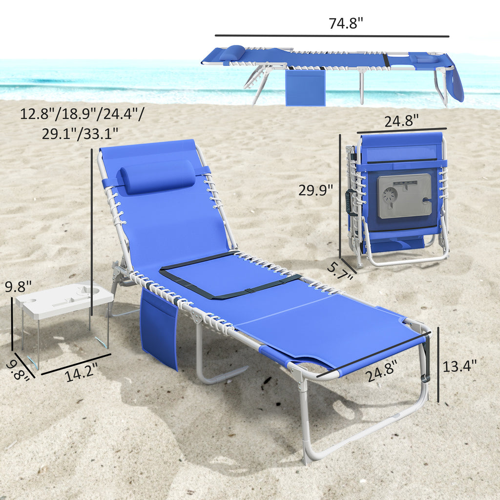 Chaise de tannage avec trou de taille et table latérale
