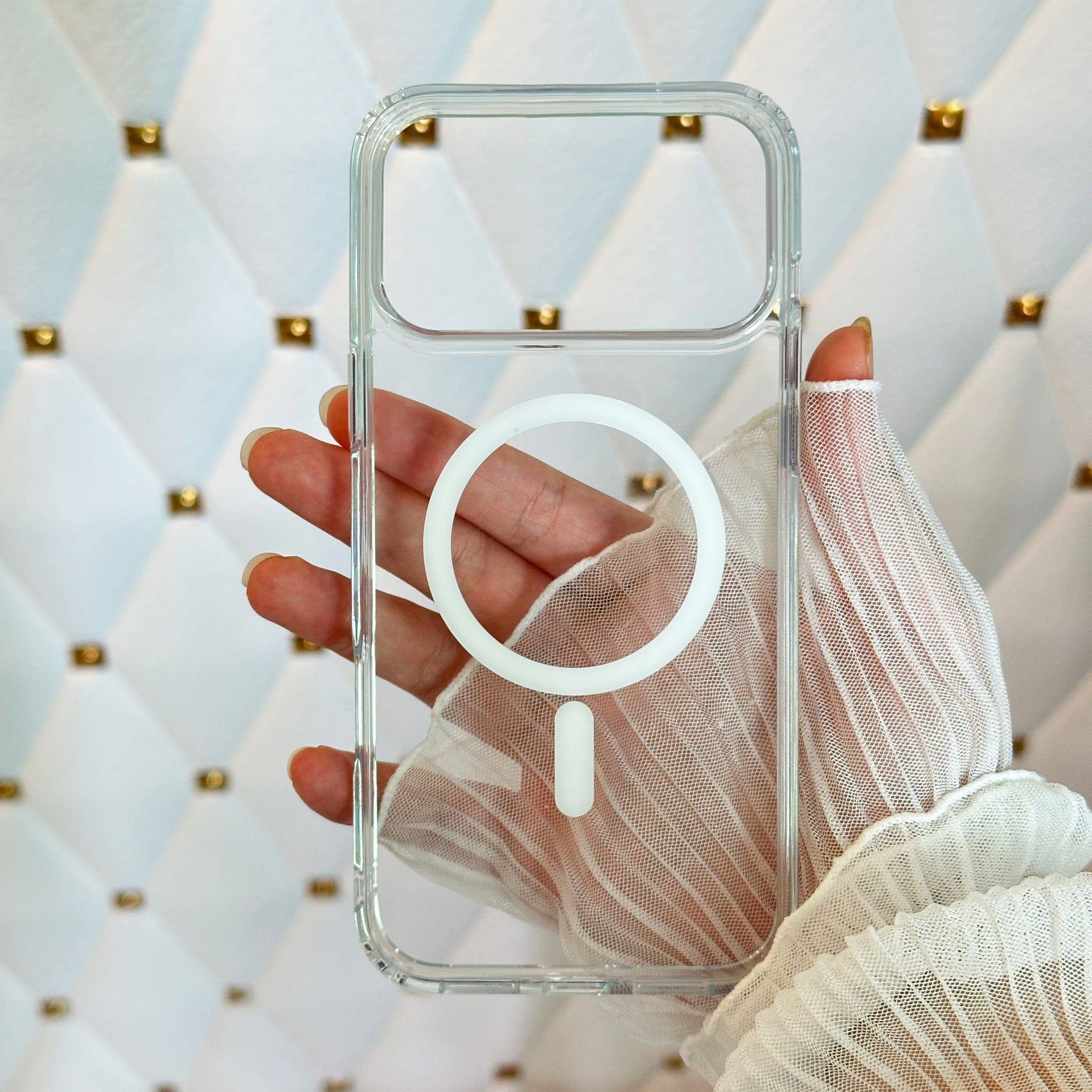 Aspiration magnétique Applicable 17ProMax Cas de téléphone transparent