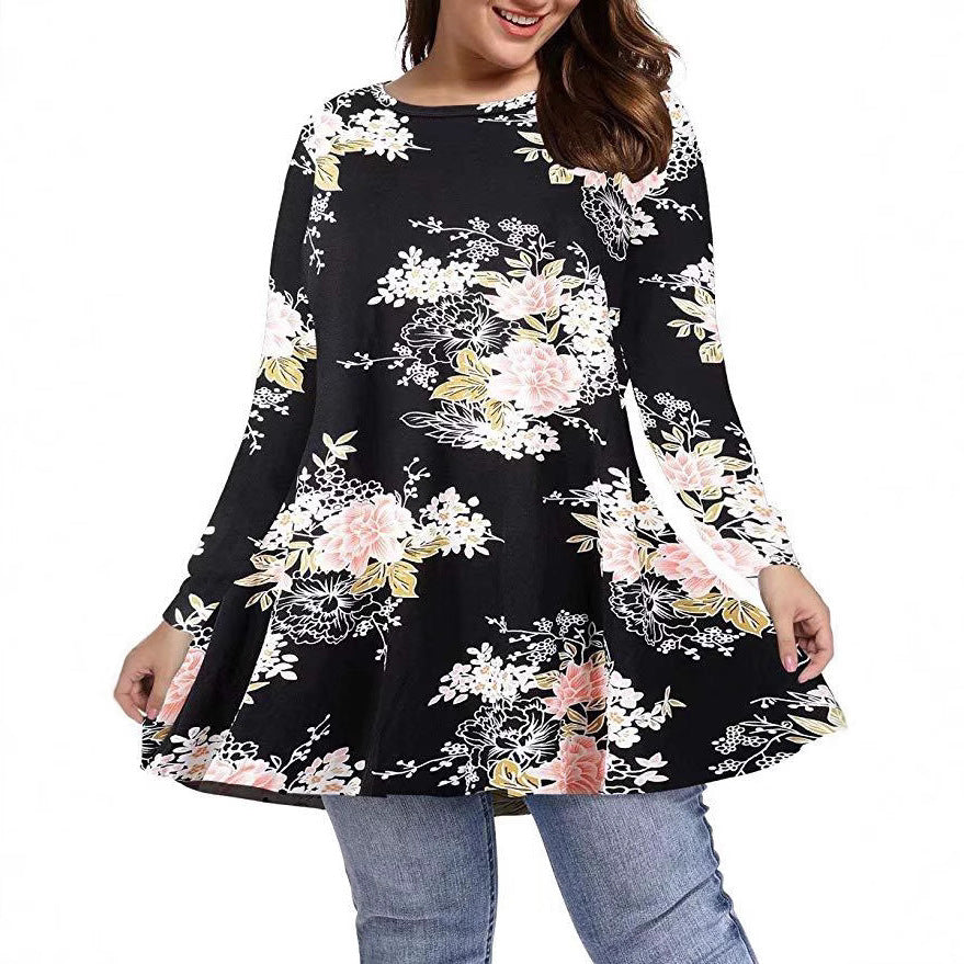 Ceinture longue manches Top Plus-size Relaxed Fit