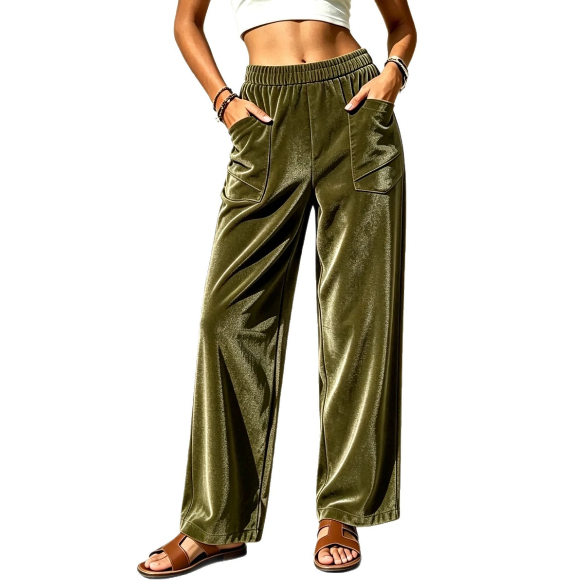 Pantalon casual large-jambe de slim-fit