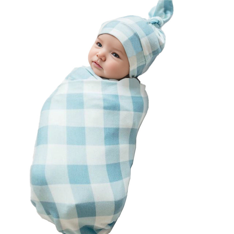 Nouveau-né Swaddle Blanket et Knotted Baby Hat 2-Piece Set