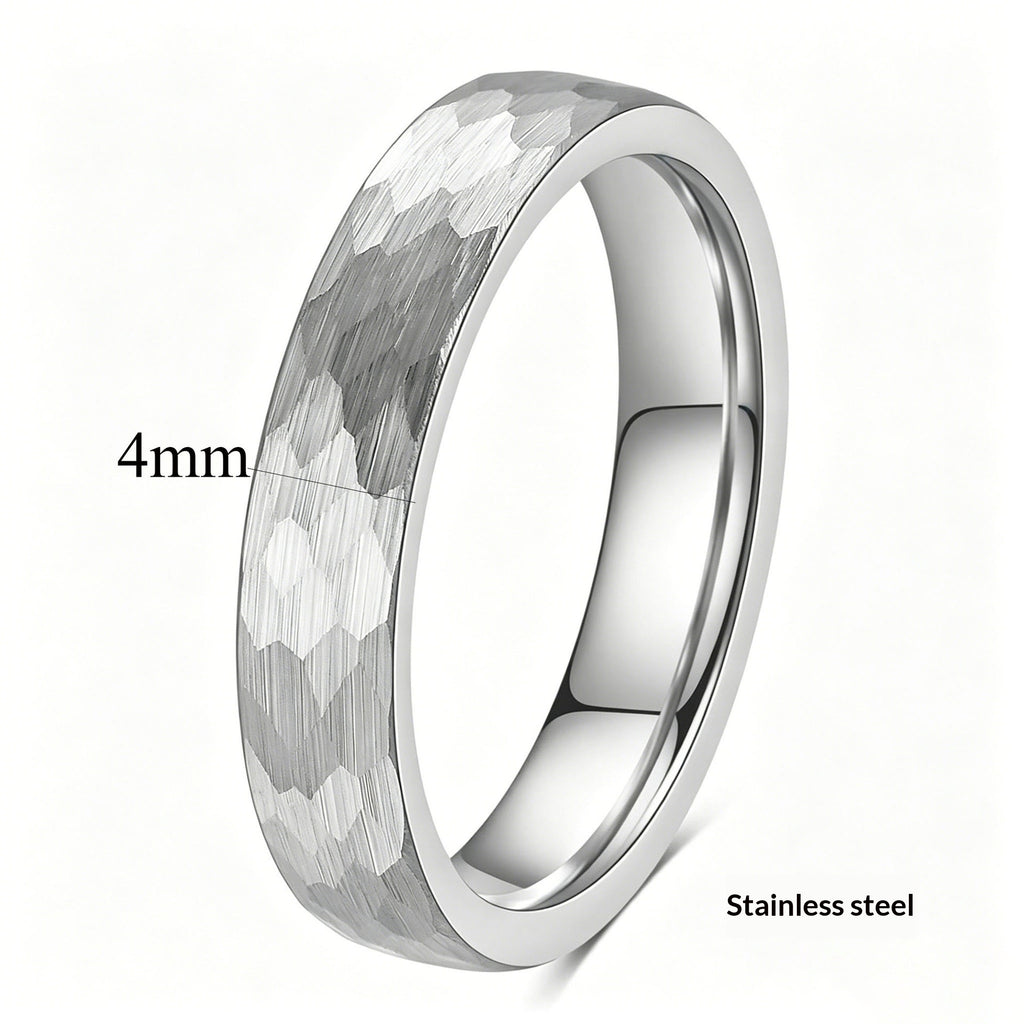 Bague en acier inoxydable marbré à l'échelle du poisson rétro