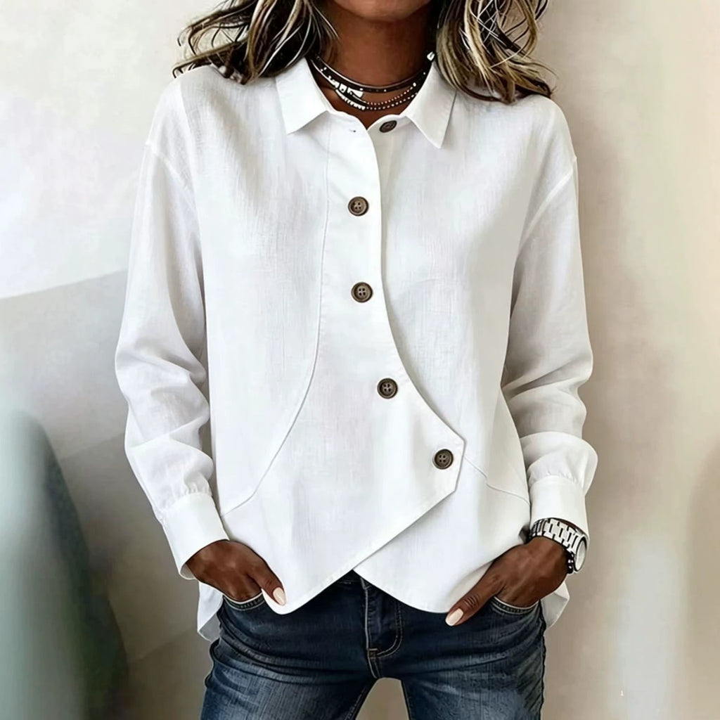 Femmes Casual Solid-Color Asymétrique manches longues chemise de style européen et américain