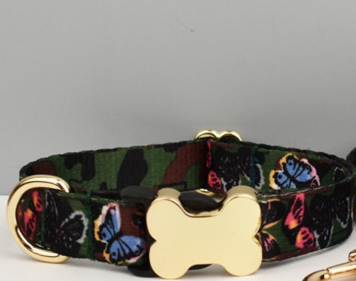 Style ethnique Webbing Bone Buckle imprimé collier pour animaux de compagnie