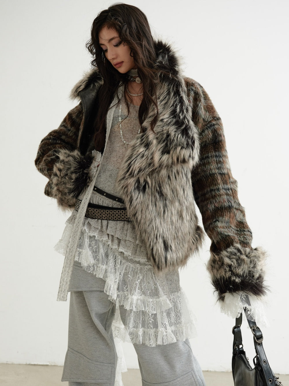 Veste en cuir PU réversible pour femmes