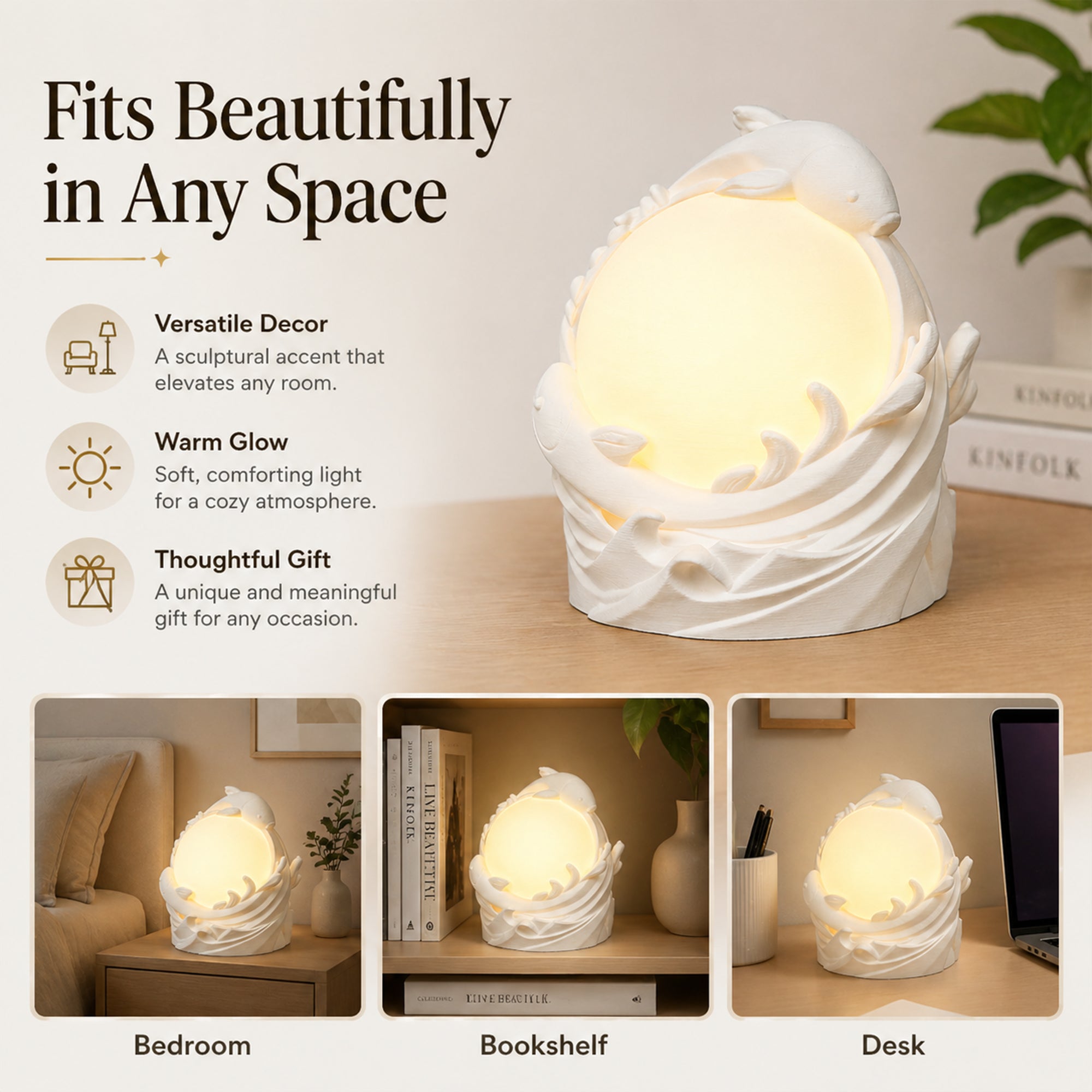 Lampe de table de poisson Koi imprimé 3D