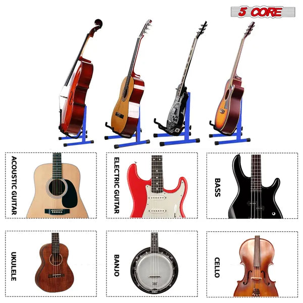 5 Core Guitar Stand 2 Pack A Frame W Soft Mousse bras antidérapant caoutchouc pour Acoustic Electric B