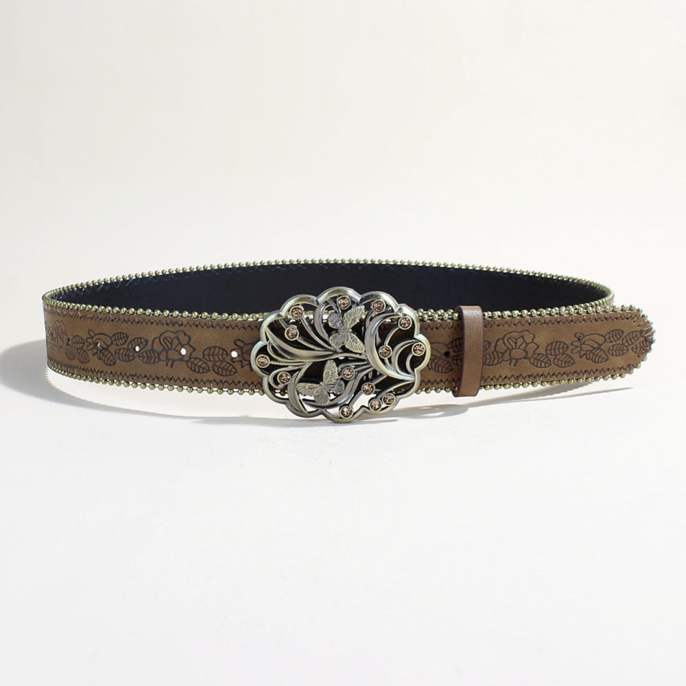 Mode décontractée Ceinture en cuir jeune avec un style snap Buckle Punk