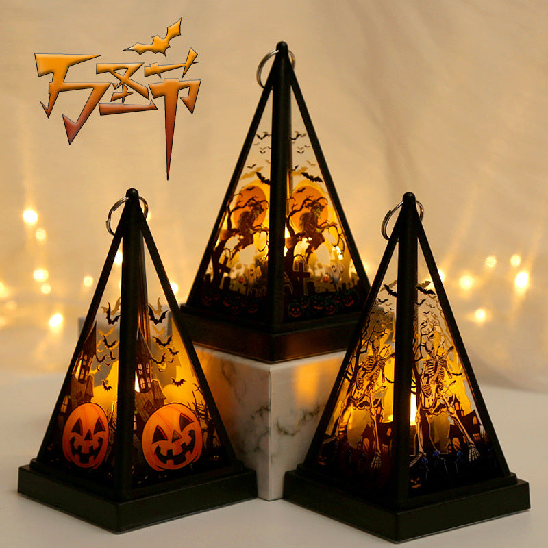 Halloween Decorations Portable Pumpkin Lantern Witch Skull Nightlight Scary Atmosphere Des